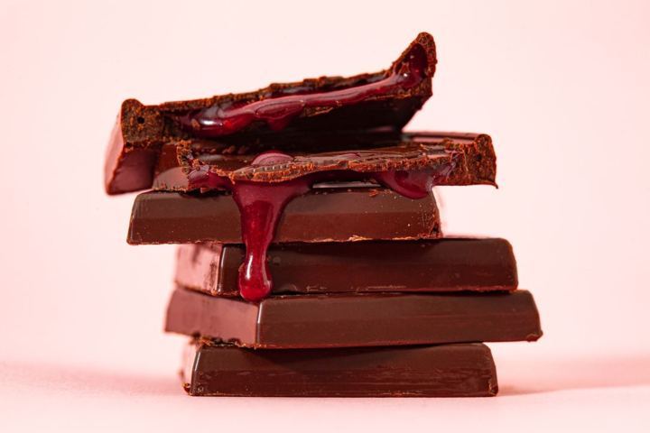 pieces of square chocolate stacked on top of each other